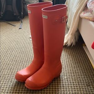 Orange hunter rain boots tall